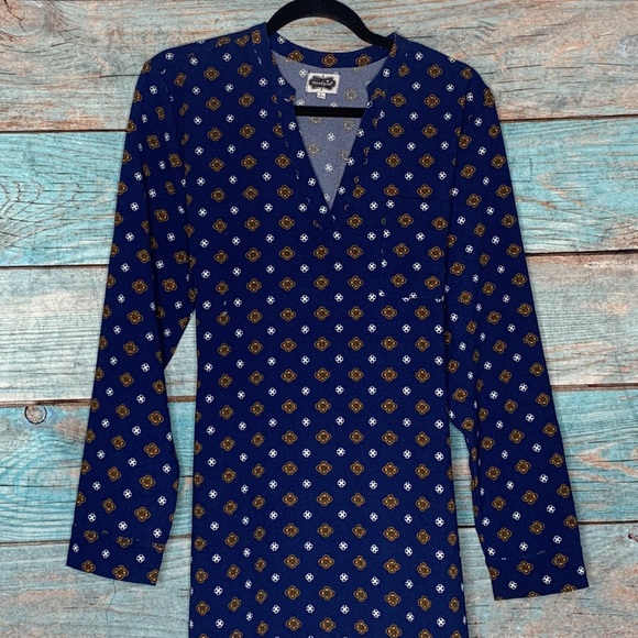 Mudpie Navy Patterned Shirt Dress Size Large - Picture 3 of 8